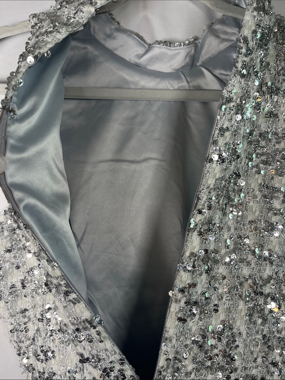 Amanda Uprichard Marshall silver sequin mini dress color stellar sz m - Picture 11 of 11